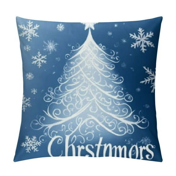 BCIIG Let it Snow Winter Pillow Covers  Blue Christmas Throw Pillows Cases Snow Flakes Pillow Covers White Xmas Tree Pillowcases Art Home Decor for Indoors Bed 24x24in