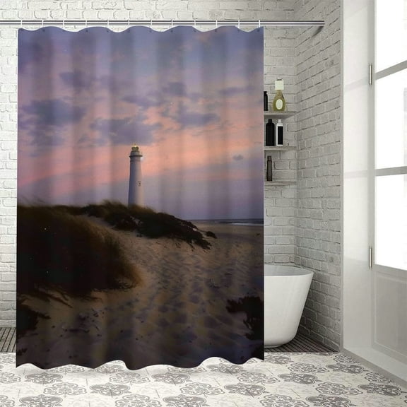 BCIIG Lighthouse Beach Dusk Bathroom Decor Set with Hooks Multi-Size Colorful Luxurious Graphic Print 100% Polyester Fabric Shower Curtain for Bathroom Decoration 36x72