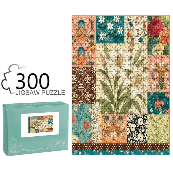BCIIG Lily Floral Patchwork Collage Pieces Puzzle for Adults,Challenging Game for Family Indoor Activity,Home Decor Display Piece, Festival Present