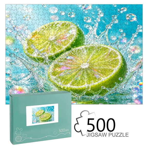 BCIIG Lime Slice Splash Bubble Pattern Wooden Jigsaw Puzzle, HD Printed Art Puzzle, Interactive Family Game, Wall Decor for Bedroom Living Room, Educational, Fun Gift for Adults and Family
