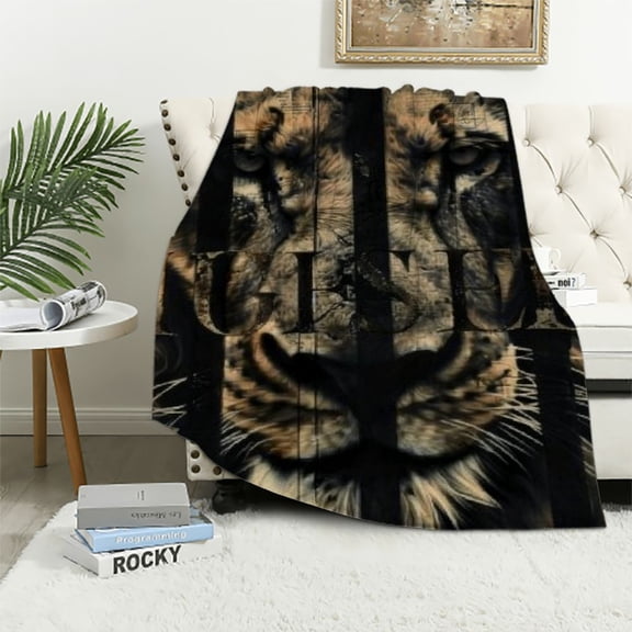 BCIIG Lion Bars Sword Warm Lightweight Blanket Soft Fleece Blankets Throw Blanket Living Rooms Sofa Decor Cow Gifts Blanket for All Seasons Flannel Material Blanket 60x80in