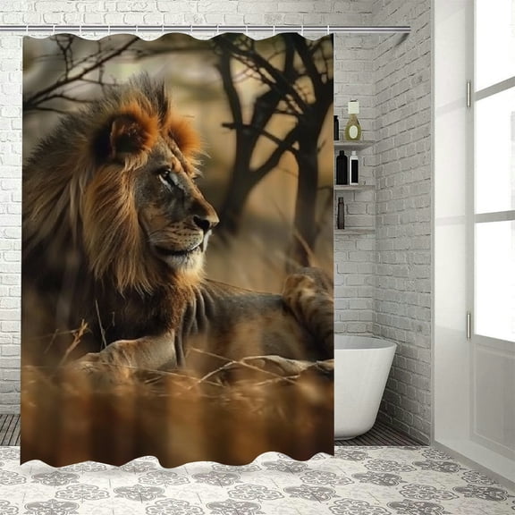 BCIIG Lion Grass Trees Bathroom Shower Curtain with Hooks 100% Polyester 36"x72