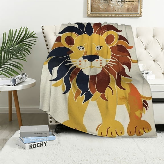 BCIIG Lion Paper Cut Out Warm Lightweight Blanket Soft Fleece Blankets All Seasons Flannel Material Blanket for Living Rooms Sofa Decor Gifts 40x50in