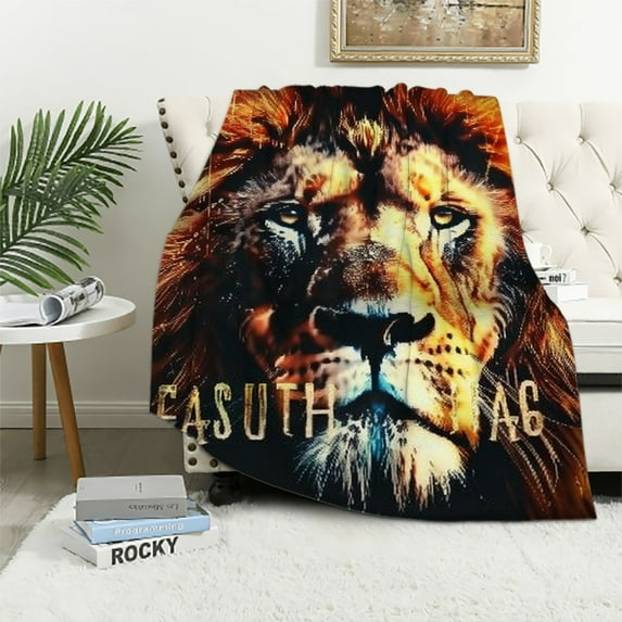 BCIIG Lion Tribe of Judah Soft Fleece Blanket Lightweight Throw Blanket Decor for Living Rooms Sofa All Seasons Exquisite Gifts 60x80in
