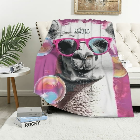 BCIIG Llama Blanket Gifts Alpaca Galaxy Flannel Fleece Throw Blanket for Women Soft Warm Throw for Bedding Sofa Office Decor 50x60in