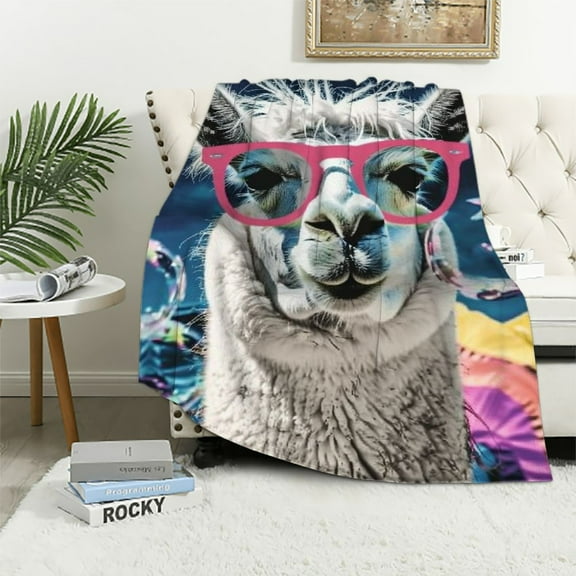 BCIIG Llama Blanket Gifts Alpaca Galaxy Flannel Fleece Throw Blanket for Women Soft Warm Throw for Bedding Sofa Office Decor  60x80in