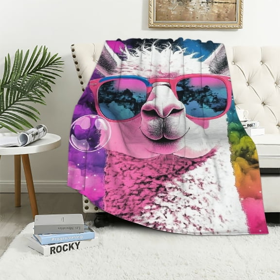 BCIIG Llama Blanket Gifts Alpaca Galaxy Flannel  Throw Blanket for Women Soft Warm Throw for Bedding Sofa Office Decor  60x80in