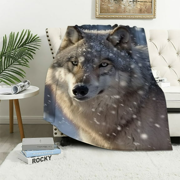 BCIIG Lone Wolf Fleece Blanket for Bed Wolf Fleece Throw Blanket for Women, Men and Kids Super Soft Plush Wolf Blanket Throw, Animal Print Blanket, Blanket for Kids 40x50in