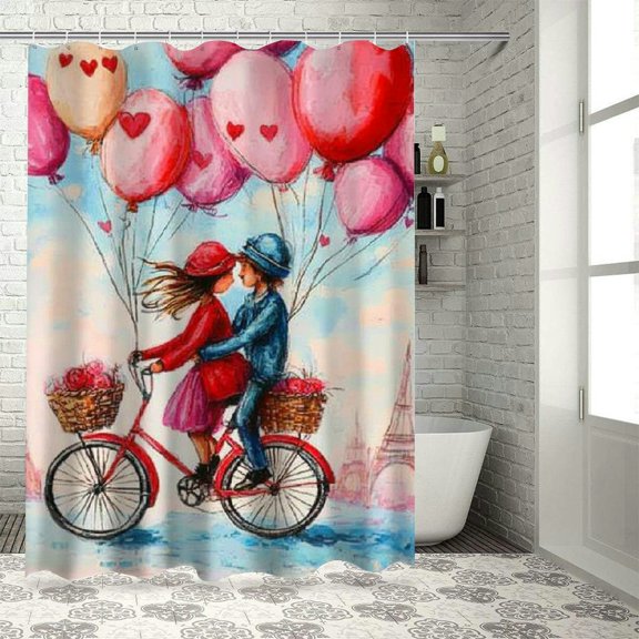 BCIIG Love And Happiness Shower Curtain 100% Polyester Washable With Hooks 36"x72