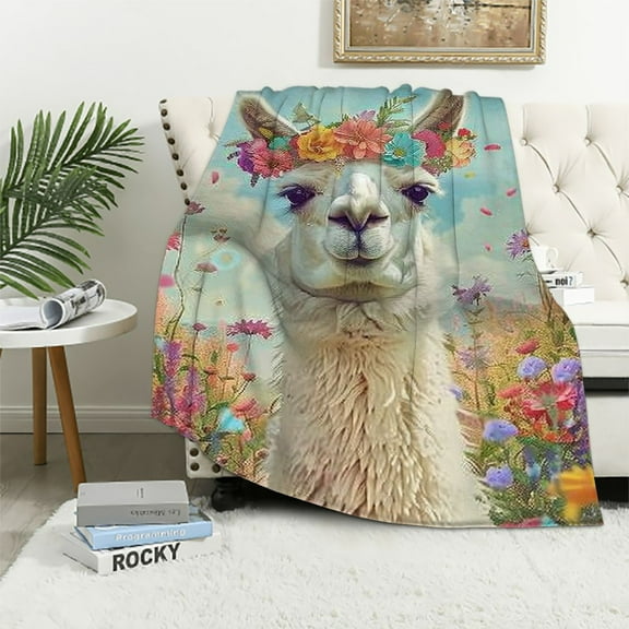 BCIIG Lovely Llama Throw Blanket - Soft Plush, Lightweight, Warm, Fuzzy Anti-Pilling Flannel Blanket for Bedroom, Couch, Office, Travel, Outdoor, Home Decor   40x50in
