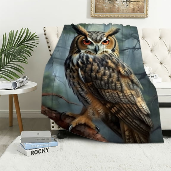 BCIIG for Majestic Forest Owl Throw Blanket - Soft, Plush, Comfy, Lightweight, Warm, Fuzzy, Anti-Pilling Flannel, Ideal for Couch, Bedroom, Travel, Living Room for Men and Boys  60x80in