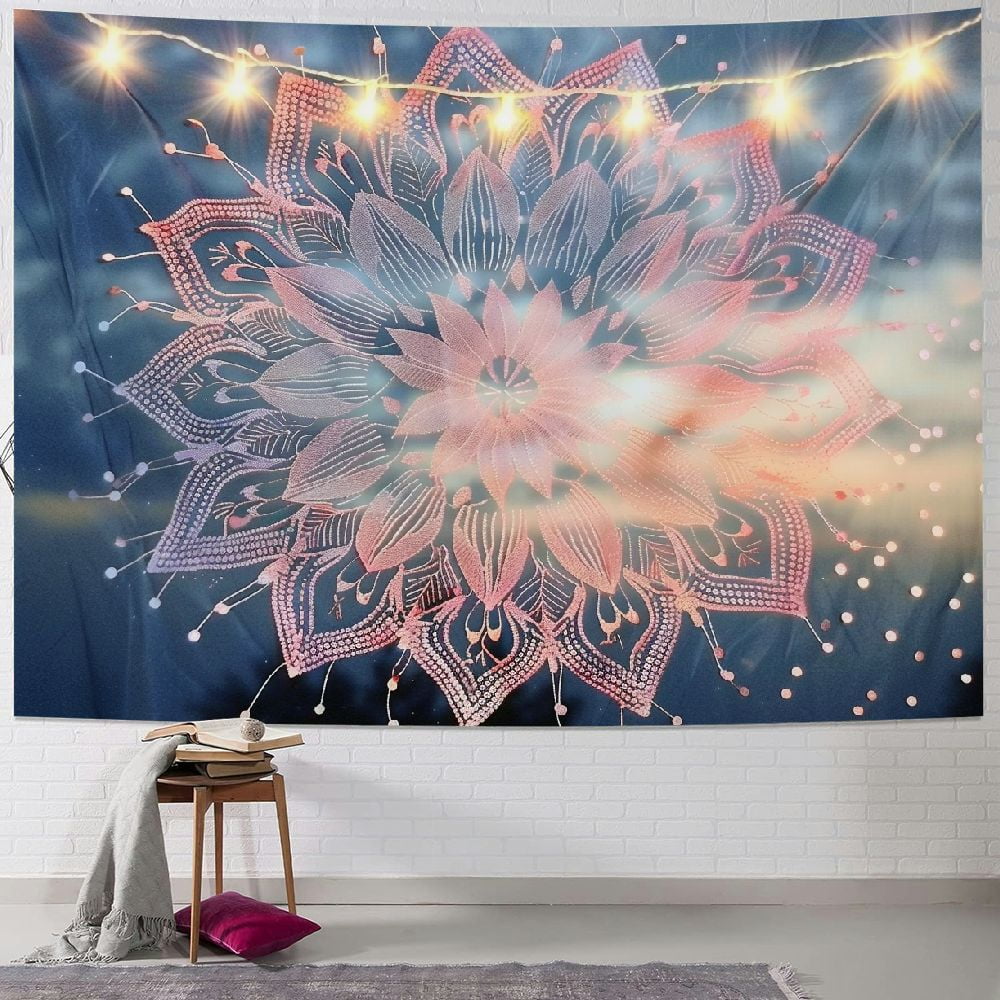 Mandala Wall Tapestry Blush Pink And Grey Tapestry Ethnic Tapestry