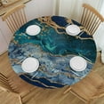 BCIIG Marble Blue Gold Round Table Cover Stain Resistant Washable for