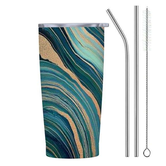 BCIIG Marble Swirl Pattern 20oz Car Tumbler with Straw 304 Stainless Steel Funny Birthday Gifts for Women Friends Good Sealing Performance 20oz