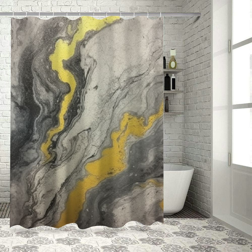 BCIIG Marble Yellow Gray Bathroom Decor Set with Hooks, Colorful Luxurious  Graphic Print Polyester Fabric Fashion Shower Curtain, Chic Modern Design,  ..., image size:1000x1000