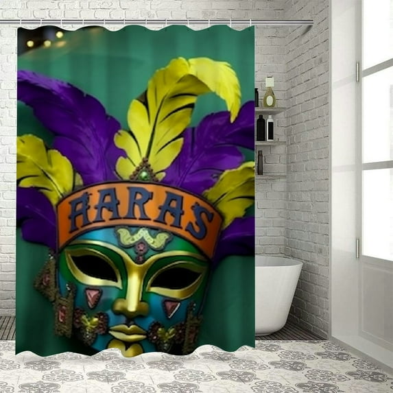 BCIIG Mardi Gras Bathroom Decor Set with Hooks, Colorful Luxurious Graphic Print Polyester Fabric Shower Curtain, Chic Modern Design, Waterproof, Easy Installation 69x72