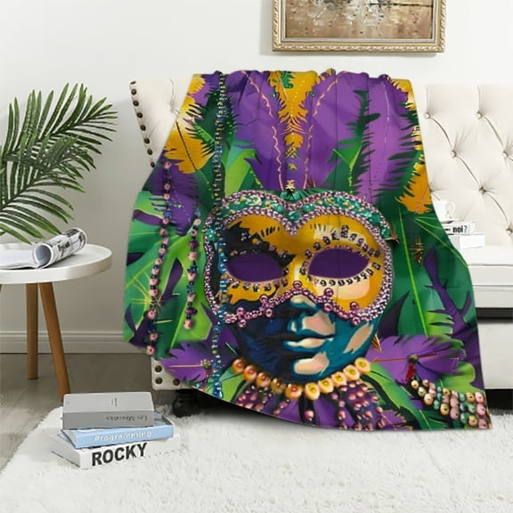 BCIIG Mardi Gras Warm Lightweight Blanket Soft Fleece Blankets Throw Blanket All Seasons Decor Cow Gifts Various Sizes 40x50in