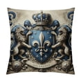 thumbnail image 1 of BCIIG  Medieval Throw Pillow Cushion Cover, Heraldic Design from Middle Ages Coat of Arms Crown Lions and Swirls, Decorative Square Accent Pillow Case,, 1 of 5