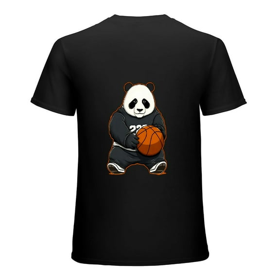 BCIIG Men's T-Shirt Short Sleeve Cute Basketball Panda Black