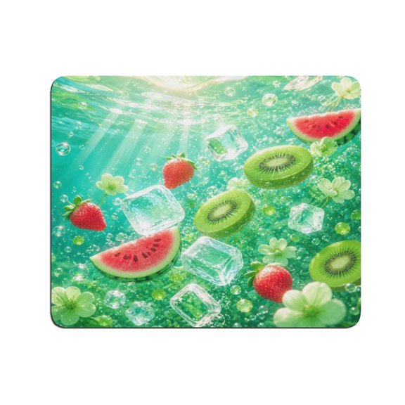 BCIIG Mixed Fruit Ice Underwater Pattern Mouse Pad, Square Smooth Surface Desk Mat, Stitched Edge for Office, Laptop, Computer, Home,