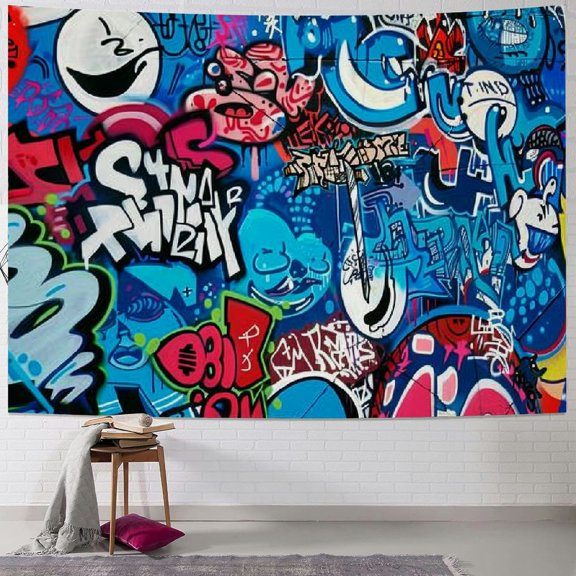 BCIIG  Modern Tapestry, Teenager Style Image Street Wall Graffiti Graphic Colorful Design Art Print, Wall Hanging for Bedroom Living Room Dorm Decor 40x30inch