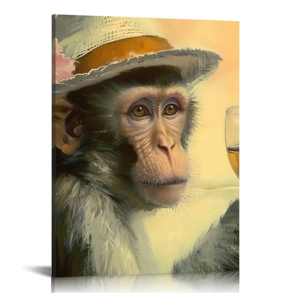 BCIIG Monkey Fine Art Aesthetic Poster & Print Wall Painting for Home/Office Decor - Canvas Living Room Bedroom Wall Art Decor 12x16 in