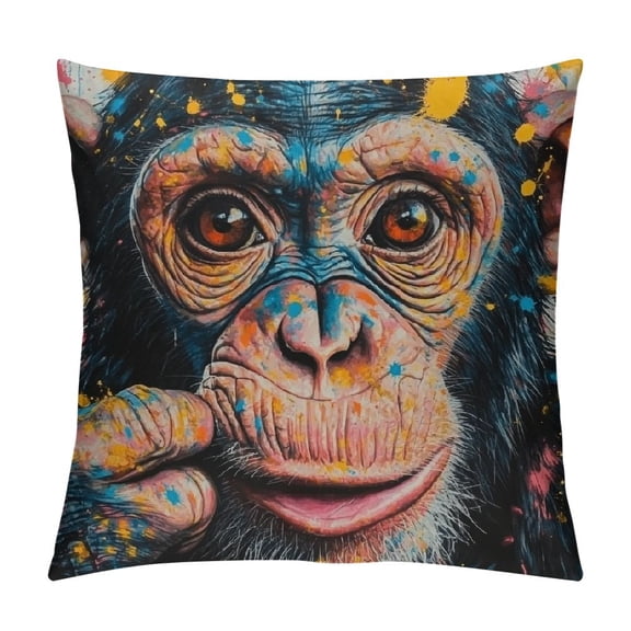 BCIIG Monkey Paint Splatters Graffiti Art Decorative Throw Pillow Cover for Home Couch Living Room Bed Sofa Square Aesthetic Decor 1PC 20x20in