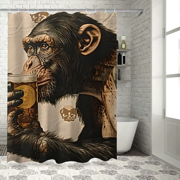 BCIIG Monkey Skull Bathroom Decor Set with Hooks, Colorful Luxurious Graphic Print Polyester Fabric Shower Curtain Set, Waterproof Bathroom Decor with Hooks 36x72