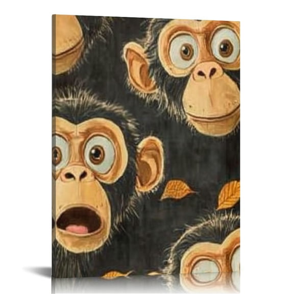 BCIIG Monkeys Facial Expressions Leaves Art Canvas Prints Wall Decor 16x20 in