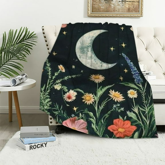 BCIIG Moon Blanket Throw Kids Flower Moon Blanket for Boys Girls Moon Phases Blanket Space Blanket Fleece Throw Blanket Moon Gifts College Dorm Blanket Sofa Couch Living Room Bed Camping 50x60in
