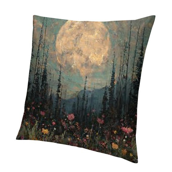 BCIIG Moon Forest Flowers Short Plush Pillowcase for Home Furnishing 22x22in