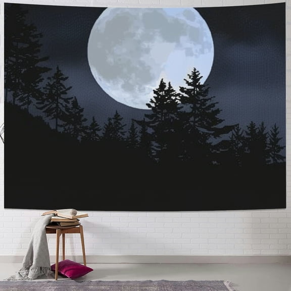 BCIIG Moon Forest Silhouette Tapestry Wall Hanging Home Decor 40x30inch
