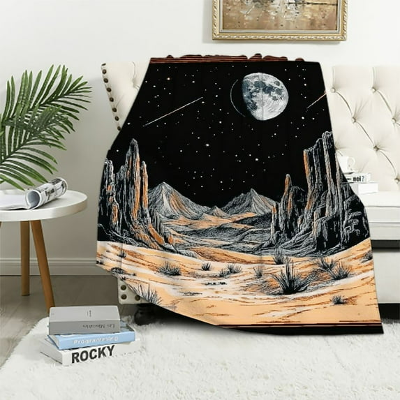 BCIIG Moon Mountains Warm Lightweight Blanket Soft Fleece Blankets Throw Blanket Living Rooms Sofa Decor Cow Gifts Blanket All Seasons Long-lasting Blanket 60x80in