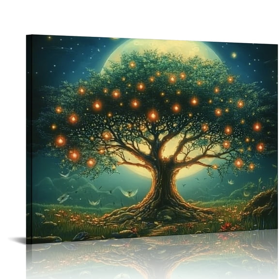 BCIIG Moon Print on Canvas Living Room Bedroom Office Wall Decor, High Resolution Artwork, Handmade Quality Framed Print, Waterproof and Tear Resistant, Perfect Home Decoration Gift 16x12in