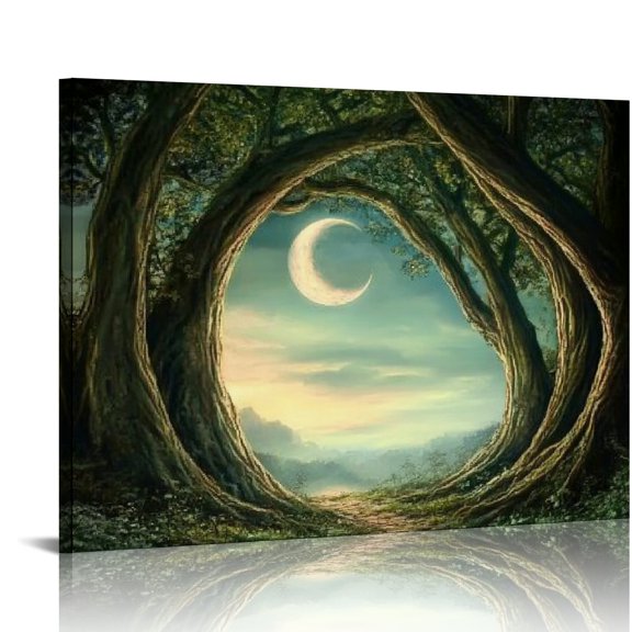 BCIIG Moonlight Wall Decor Art Print Set for Living Room Bedroom Home Office, High Resolution Canvas Artwork, Handmade with Care, Waterproof and Tear Resistant, Easy to Frame, Ideal Gift 16x12in