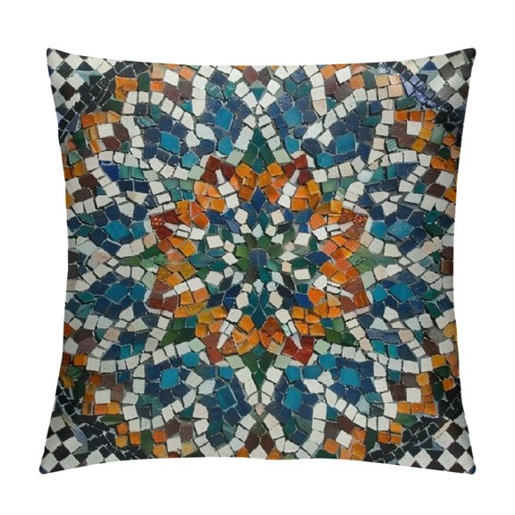 BCIIG  Moroccan Throw Pillow Cushion Cover, Traditional Moroccan Mosaic Style Art Moon and Star at The Center Ottoman Motifs, Decorative Square Accent Pillow Case,