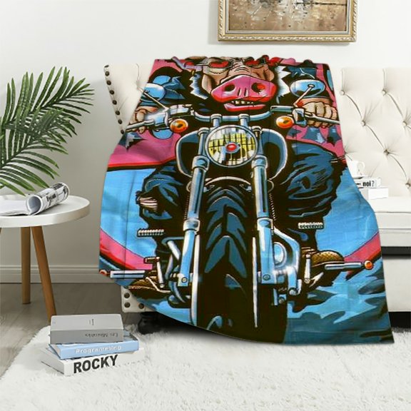 BCIIG Motorcycle Boss Hogs Ed Roth Warm Lightweight Soft Flannel Fleece Blanket All Seasons Blanket Living Rooms Sofa Decor Cow Gifts Blanket 60x80in