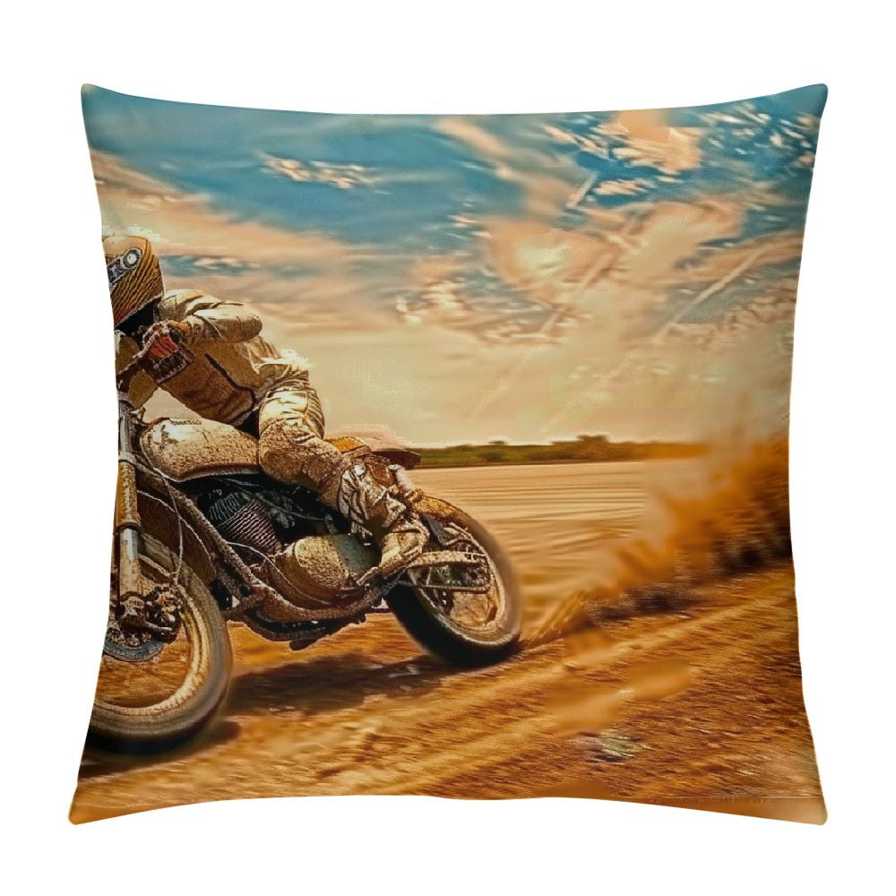 BCIIG Motorcycle Theme Graphic Decorative Throw Pillow Cover for Home