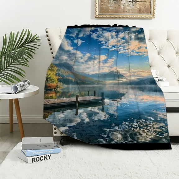 BCIIG Mountain Clouds Warm Lightweight Blanket Soft Fleece Blankets Throw Blanket Living Rooms Sofa Decor Gifts All Seasons 50x60in