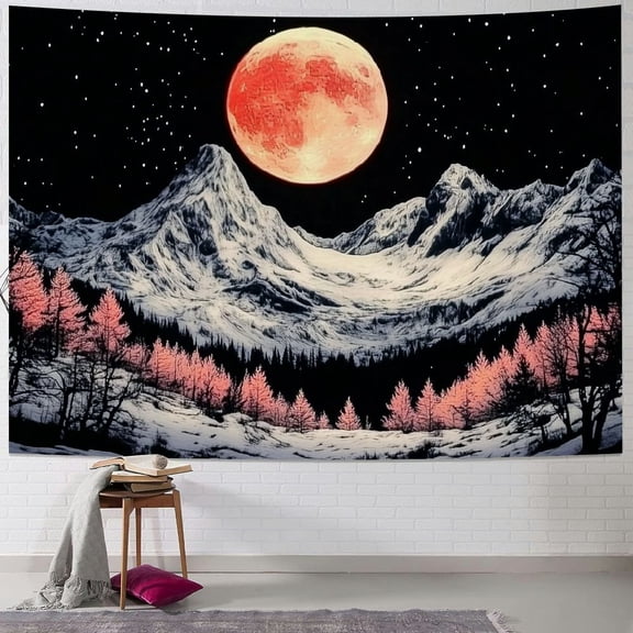 BCIIG Mountain Forest Tapestry Anime Tapestries Fantasy Tree Tapestry Nature Landscape Tapestry Aesthetic Moon Stars Tapestry Wall Hanging for Bedroom 50x40inch