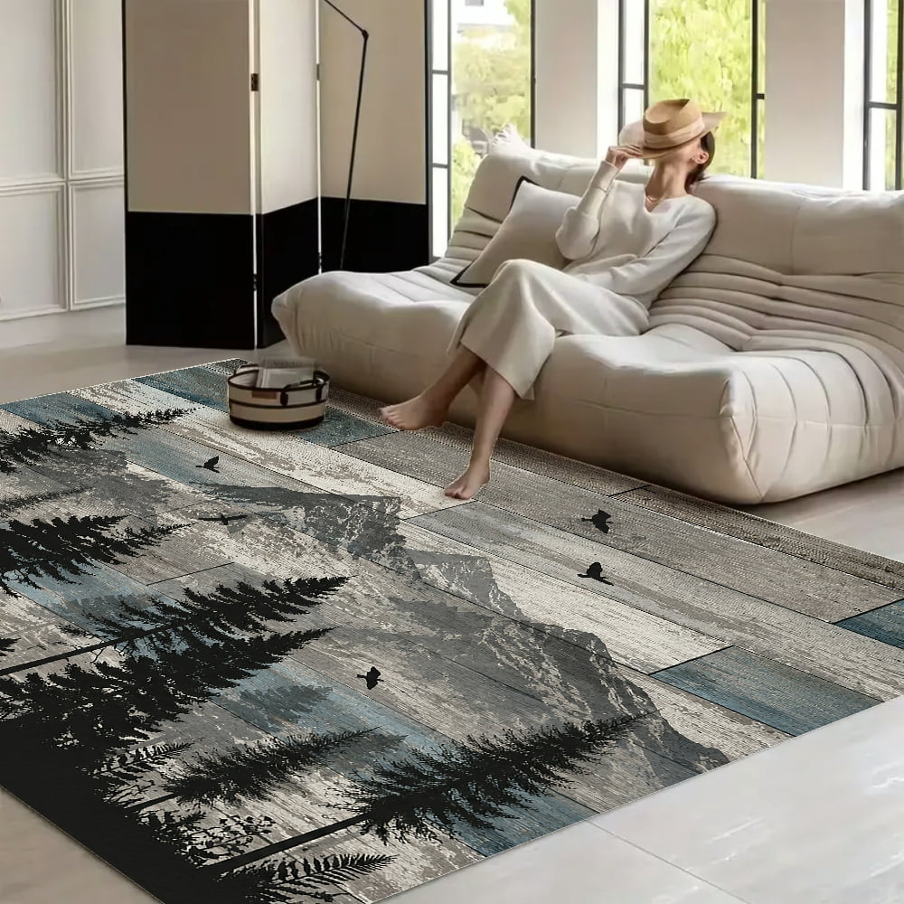 Inlay Panel Sign BCIIG Mountain Forest Wood Panel Non‑Slip Indoor Floor Carpet Non‑Slip ...