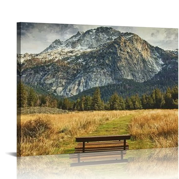BCIIG Mountain Grass Canvas Wall Decor for Living Room Bedroom Home Office, High-Resolution Art Print, Handmade Framed Artwork 16x12in