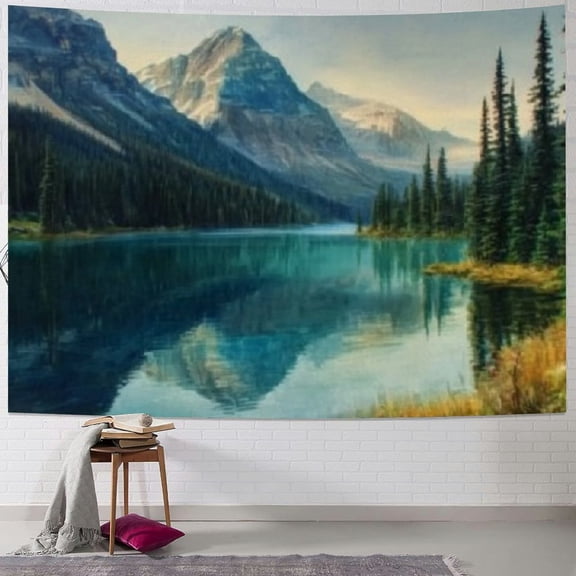 BCIIG Mountain Lake Forest Tapestry Wall Hanging Unique Style Graphic Tapestries Home Wall Decor Art for Living Room Bedroom Apartment Farmhouse Dorm 40x30inch