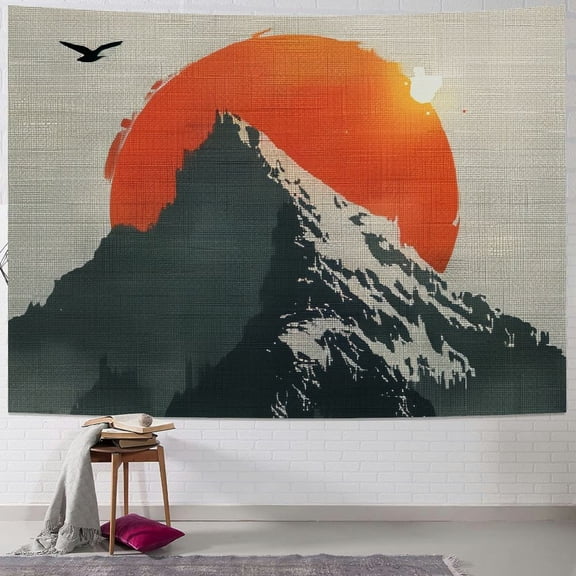 BCIIG Mountain Sun Bird Tapestry Wall Hanging Unique Style Graphic Tapestries Home Wall Decor Art Living Room Bedroom Apartment Farmhouse Dorm 40x60inch