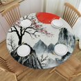 thumbnail image 1 of BCIIG Mountain Tree Red Sun Round Tablecloth 100% Polyester Washable Stain Resistant Waterproof for Home Kitchen Outdoor Dining Decor 46"-50, 1 of 8