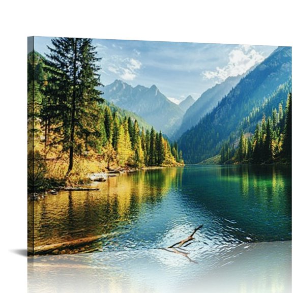 BCIIG Mountain Trees River Canvas Art Print Wall Decor 24x36 16x12in