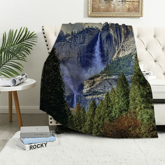 BCIIG Mountain Waterfall Trees Warm Lightweight Soft Fleece Blanket Throw Blanket Living Rooms Sofa Decor All Seasons Gift Blanket Exquisite Gifts 40x50in