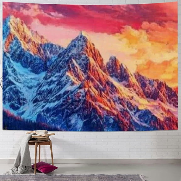 BCIIG Mountain tapestry sunset forest trees nature tapestry wall hanging sunrise psychedelic scenery bedroom living room home décor 60x50inch