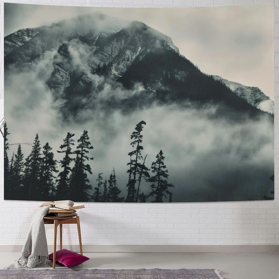 BCIIG Mountains, Fog, Trees Tapestry Wall Hanging Unique Style Graphic Tapestries Home Wall Decor Art for Living Room Bedroom Apartment Farmhouse Dorm 40x60inch