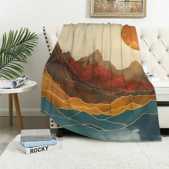 BCIIG Mountains Sun Clouds Warm Lightweight Blanket Soft Fleece Blankets Throw Blanket for Living Rooms Sofa Decor All Seasons Excellent Hand Feel Gifts 40x50in